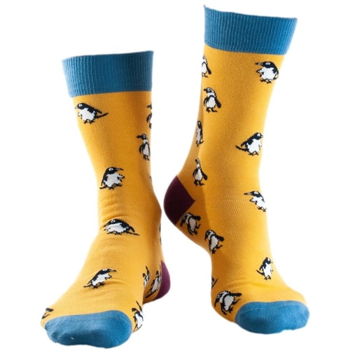 Doris & Dude Penguin Print Socks Yellow