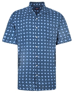 Espionage Smart Hemd mit durchgehendem geometrischem Print, Marineblau/Blau