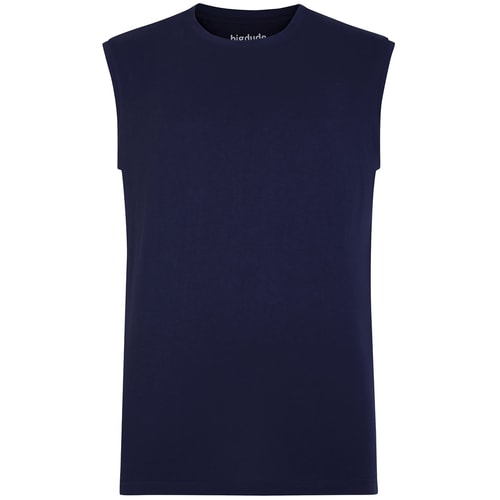 Bigdude Plain ärmelloses T-Shirt Navy