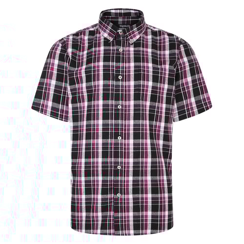 Bigdude Button-Down-Kurzarm-Karohemd Lila