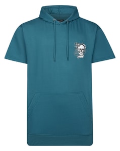 Bigdude Kurzarm-Hoodie mit Rückenprint, Petrol