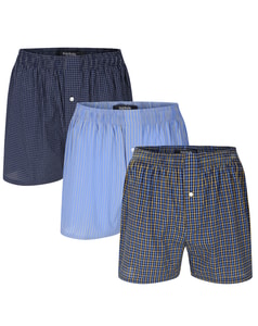 Bigdude 3er-Pack gewebte Boxershorts Marineblau