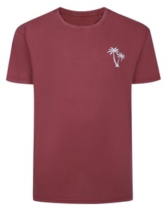 Bigdude T-Shirt mit Brustprint im Washed-Look, Karmesinrot