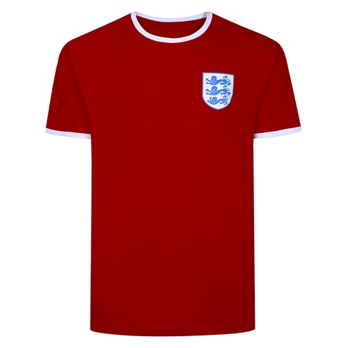 Bigdude England Fußball-Print T-Shirt mit kontrastfarbenen Spitzen, Pfefferrot