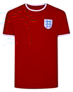 Bigdude England Fußball-Print T-Shirt mit kontrastfarbenen Spitzen, Pfefferrot