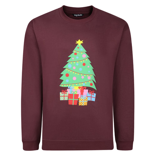 Bigdude Weihnachtsbaum-Pullover Burgunderrot