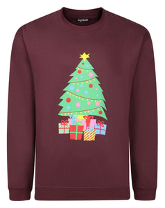 Bigdude Weihnachtsbaum-Pullover Burgunderrot