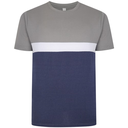 Bigdude Cut & Sew Halbtonmuster T-Shirt Grau