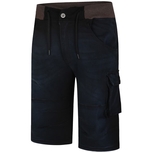 Bigdude Denim-Shorts mit Jerseybund Schwarz