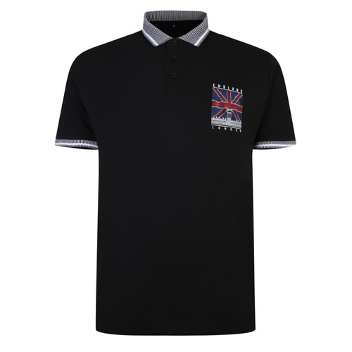 Bigdude Union Jack Jersey Poloshirt Schwarz
