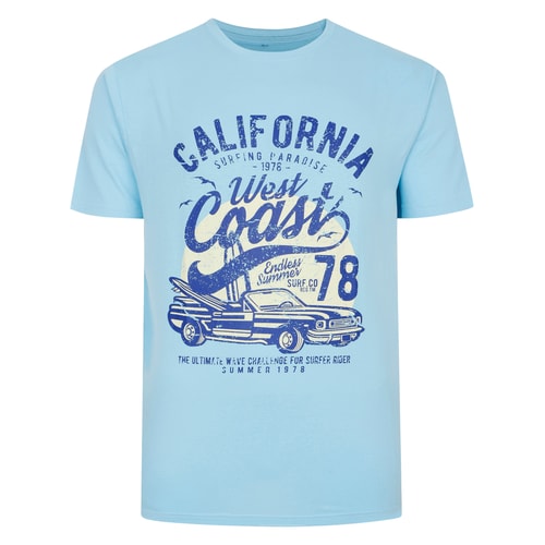 Bigdude California Print T-Shirt Hellblau