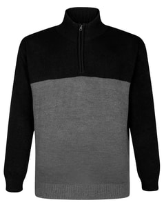 Bigdude – Strickpullover mit Farbblockdesign und 1/2-Reißverschluss, Schwarz/Anthrazit