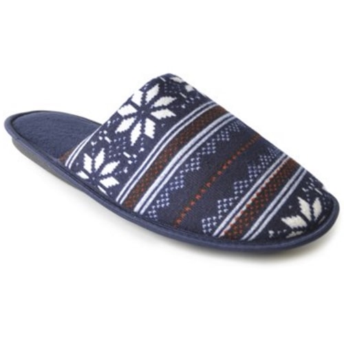 Fairisle Print Mule Slippers Navy