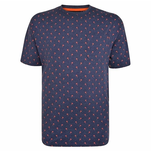 Espionage Mini Palmen Print T-Shirt Marineblau 