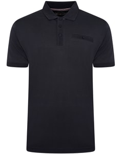 KAM Jersey-Poloshirt mit gestreiftem Jacquard-Kragen, Marineblau