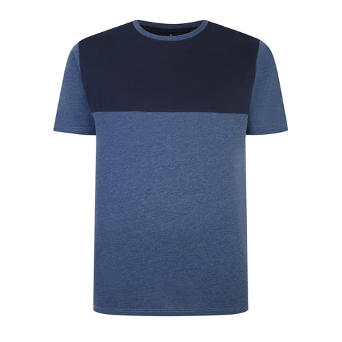 Bigdude Cut & Sew 2 Tone T-Shirt Denim Melange/Navy