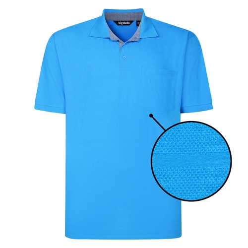 Bigdude gestreiftes, strukturiertes Poloshirt, Hellblau