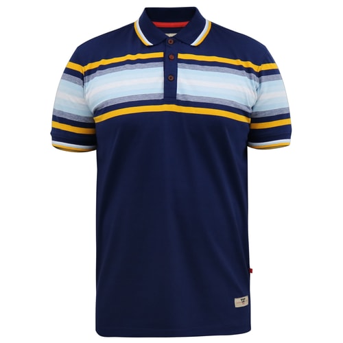 D555 Peldon Jersey-Poloshirt mit Bruststreifen Blau