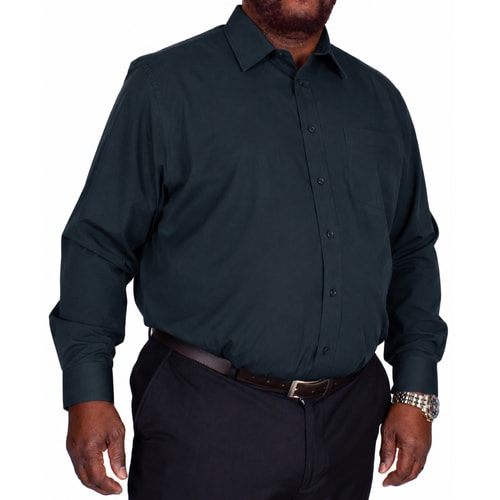 Bigdude Langarm Popeline-Hemd Dunkelblau Tall Fit 