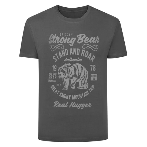 Bigdude T-Shirt mit Grizzlybär-Print, Anthrazit