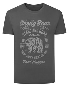 Bigdude T-Shirt mit Grizzlybär-Print, Anthrazit