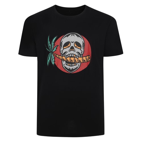 Bigdude – T-Shirt mit Totenkopf-Print, Schwarz, Größe L