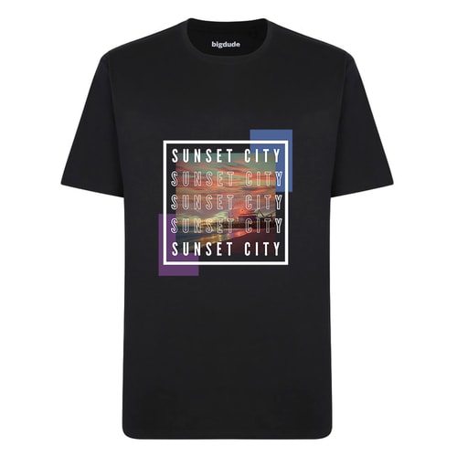 Bigdude Sunset City Print T-Shirt Schwarz Größe L