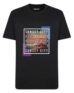 Bigdude Sunset City Print T-Shirt Schwarz Größe L