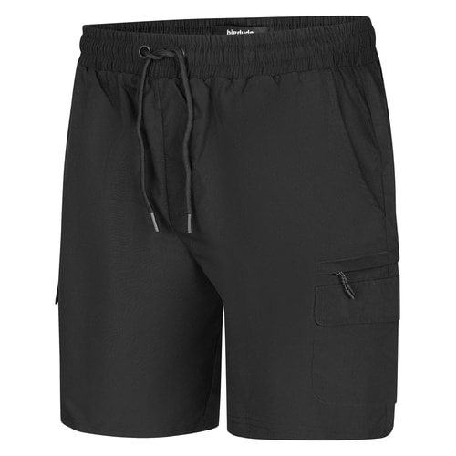 Bigdude Tech Cargo Shorts mit vollständig elastischem Bund, Schwarz