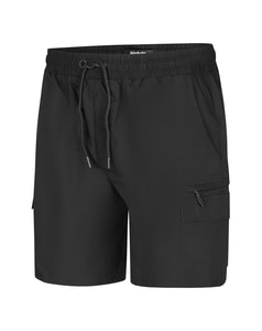 Bigdude Tech Cargo Shorts mit vollständig elastischem Bund, Schwarz