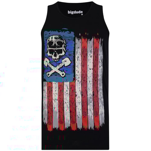 Bigdude Biker USA Print Weste Schwarz