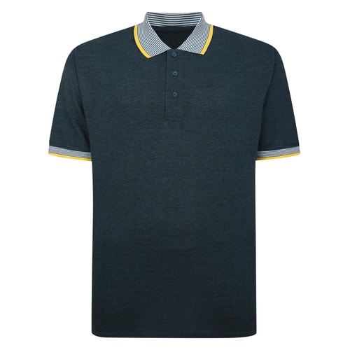 Bigdude – Zweifarbiges Poloshirt mit kontrastierender Spitze, Petrol Tall