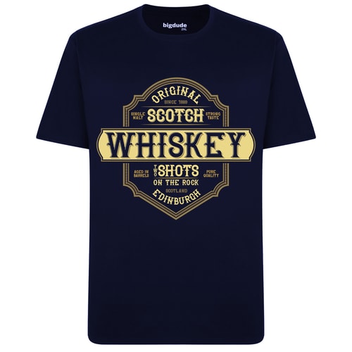 Bigdude T-Shirt mit Whiskey-Print, Marineblau, Größe L