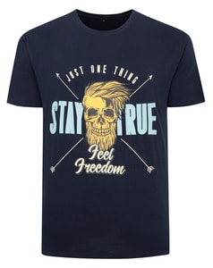 Bigdude – T-Shirt mit Freedom-Print, Marineblau