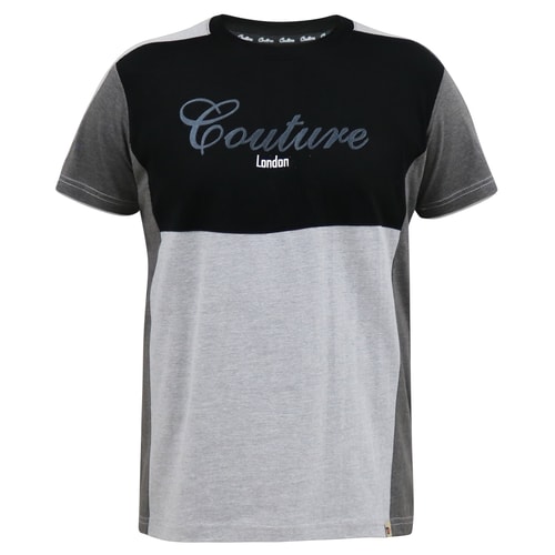D555 Felix Courture T-Shirt mit Rundhalsausschnitt und Cut-and-Sew-Detail Schwarz/Kohle