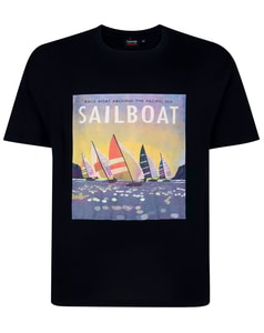 T-Shirt mit Segelboot-Spionagemotiv, Marineblau