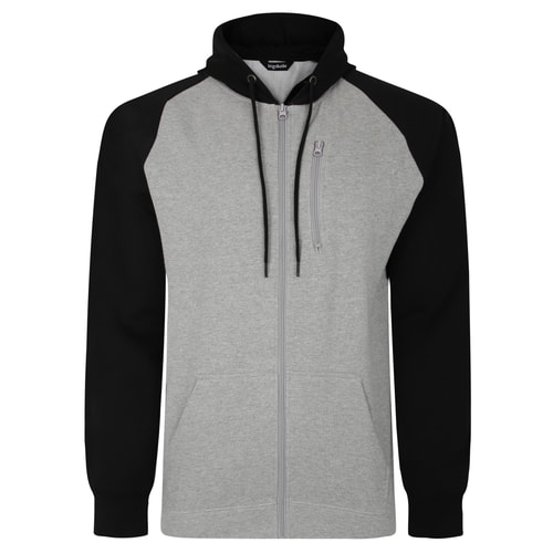 Bigdude Contrast Raglan Full Zip Hoody Graumeliert/Schwarz