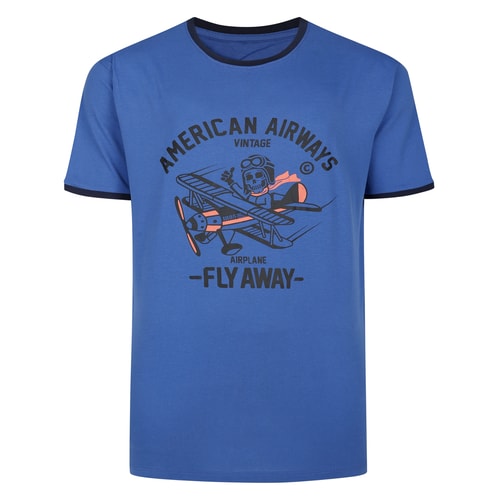 Bigdude – T-Shirt mit American Airways-Print, heller Denim