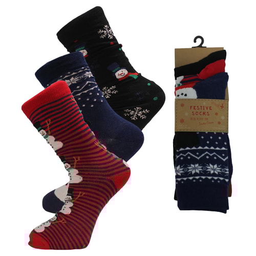 3er-Pack Socken mit Weihnachtsdesign, Marineblau/Schwarz/Rot