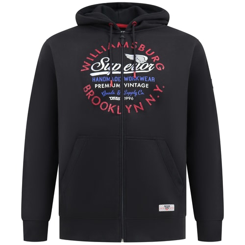 D555 Southampton Brooklyn Print Full Zip Hoodie Schwarz