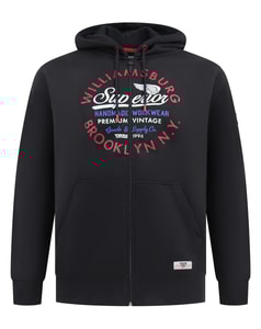 D555 Southampton Brooklyn Print Full Zip Hoodie Schwarz
