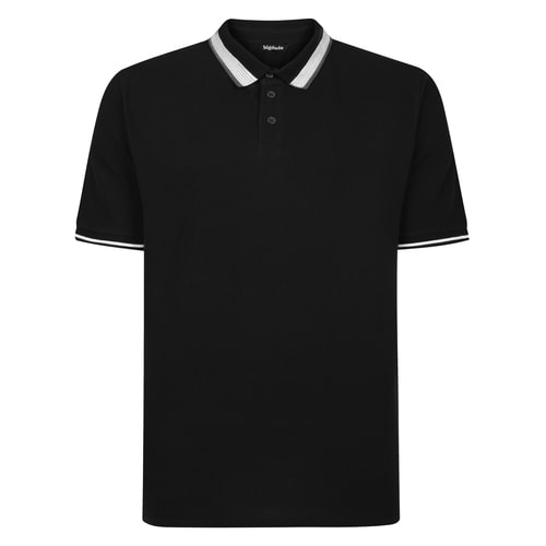 Bigdude Polohemd mit Punktmuster, schwarz