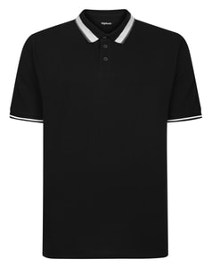 Bigdude Polohemd mit Punktmuster, schwarz