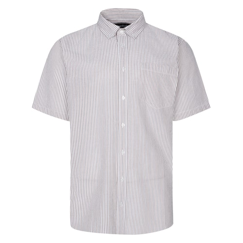 Bigdude – Gestreiftes Seersucker-Hemd mit Button-Down-Kragen, verblasstes Rot