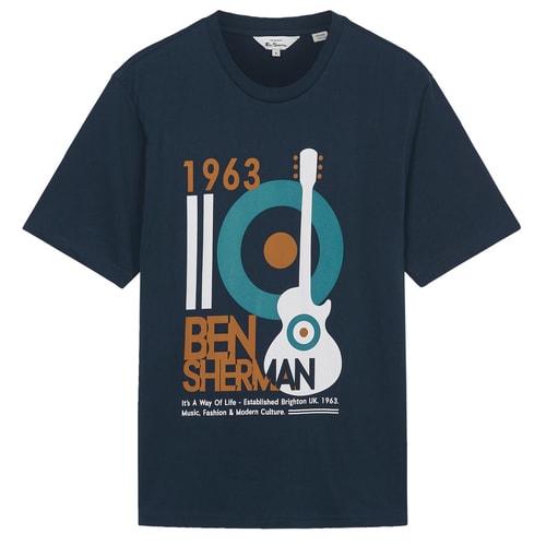 Ben Sherman Mod Guitar Poster Tee Dark Navy