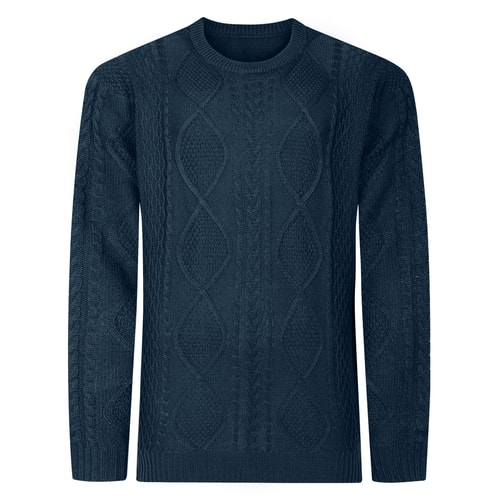 Bigdude Klassischer Zopfstrickpullover Marineblau