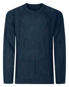 Bigdude Klassischer Zopfstrickpullover Marineblau