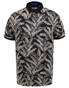 D555 Palmer Leaf Jacquard AOP Polo Schwarz