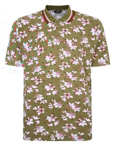 Bigdude – Poloshirt mit Blumen-Print, Oliv