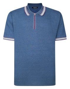 Bigdude Polohemd mit Reißverschluss und Denim-Details